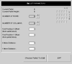 Pallet Setup Screen